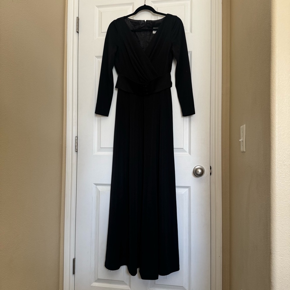 Lilli Diamond 1970s Elegant Vintage Black Dress Evening Gown Retro